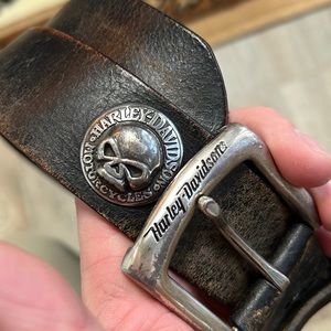 Harley-Davidson Belt with Silver Metal Skulls 💀
